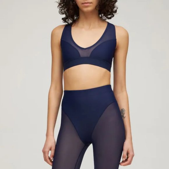 NWT Adam Selman Sport Sheer Racer Bra in Midnight Blue Size Medium - Picture 4 of 10